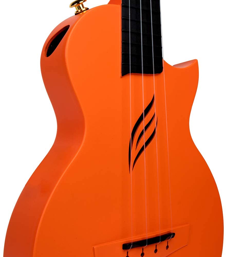 Enya NOVA U Concert 23” Ukulele - Orange - Carbon Fiber Travel Ukulele - With Beginner Kit includes Case, Picks (2 pcs), Strap, Strings, Capo and Polish Cloth
