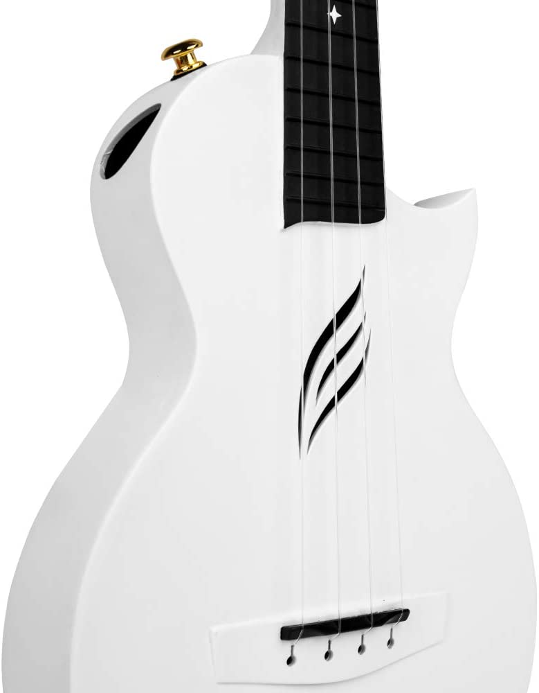 Enya NOVA U Concert 23” Ukulele - White - Carbon Fiber Travel Ukulele - With Beginner Kit includes Case, Picks (2 pcs), Strap, Strings, Capo and Polish Cloth