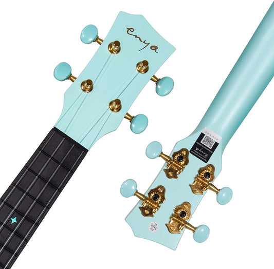 Enya NOVA U Concert 23” Ukulele - Blue - Carbon Fiber Travel Ukulele - With Beginner Kit includes Case, Picks (2 pcs), Strap, Strings, Capo and Polish Cloth